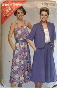 Butterick Uncut Sewing Pattern 5288, Jacket & Dress, Size 12-14-16, Vtg 1980s - Picture 1 of 2