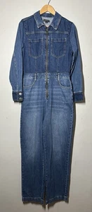 WHISTLES Elliot Long Sleeve Denim Patchwork Jumpsuit Boilersuit Size 12 - Picture 1 of 8