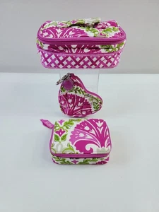 Vera Bradley Julep Tulip Travel 3 Pack Cosmetic Case Pill Case Heart Coin Purse - Picture 1 of 19