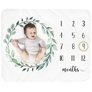 Baby Monthly Milestone Blanket Boy - Newborn Month Blanket Unisex Neutral Per... - Picture 1 of 7