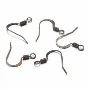 100 un. ganchos para pendientes cables para orejas franceses con bola y bobina 15 mm bronce antiguo - Imagen 1 de 2