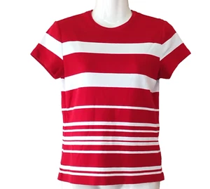 St John's Bay Short Sleeve Wide Stripe Stretch Casual Top. Women's Size Small - Picture 1 of 7