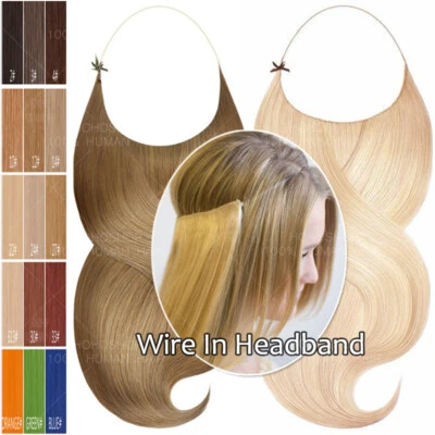 THICK Headband Wire In Remy Human Real Hair Extensions Body Wavy Straight Ombre - Image 1 of 4