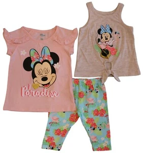 Disney ☆ Minnie Mouse Little Girls' 3 Piece Capri Leggings Set ☆ Sizes 4-6x - Picture 1 of 1