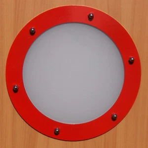 OJO DE BUEY PARA PUERTAS ACERO INOXIDABLE ROJO (RAL 3020) phi 230 mm plano - Imagen 1 de 9