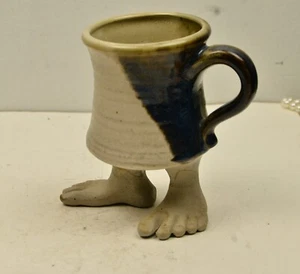 Five Bridges Footed Coffee Cup Mug Art Pottery - Picture 1 of 4