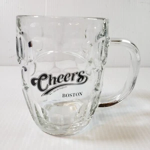Taza de cerveza vintage Cheers Boston vidrio grueso hundido transparente 16 oz norma HEY - Imagen 1 de 7