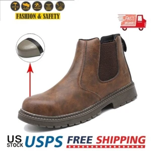 Mens Steel Toe Work Boots Work Shoes Comfortable Protective Boots Hiking Boots - Picture 1 of 27