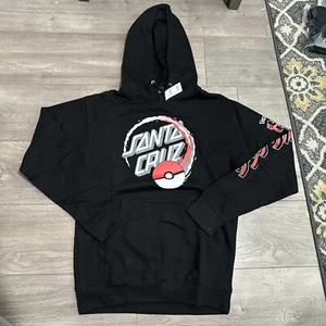 Pokemon X Santa Cruz Skateboards Hoodie Pokeball Black Men’s Small - Picture 1 of 5
