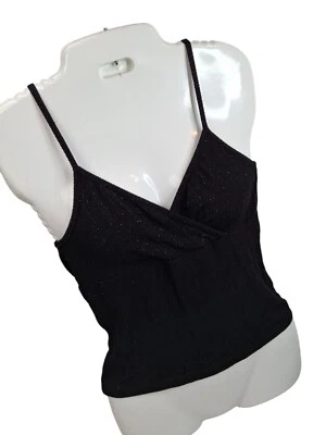 Винтажный 90-х черный Cami Top L XOXO темно Fairycore Slinky эластичной США блестящая нить - Изображение 1 из 4