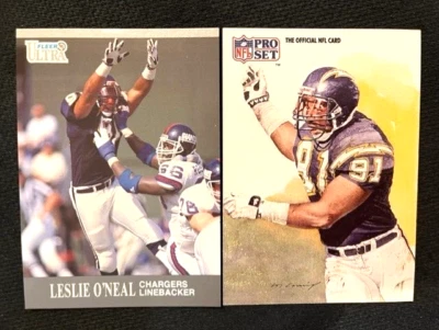 NFL - Leslie O'Neal 1991 Fleer Ultra & 1991 Pro Set All-AFC Team - Chargers - Image 1 of 2