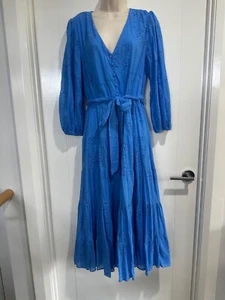 Forever New Blue Dress with Elasticated Waist and Tie Belt Size 12 - Picture 1 of 9