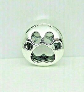 Authentic Pandora #798869C00 Sterling Silver Openwork Paw Print Charm 