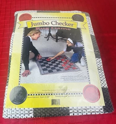 NEW Jumbo Checker Rug Game Huge 3” Jumbo Checkers Cracker Barrel Retro Family - Image 1 of 3