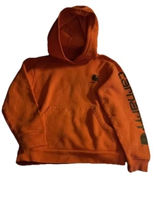 CARHARTT YOUTH HOODIE ORANGE KANGAROO POCKET SIZE LARGE LG 14-16 FLEECE LINING. - Picture 1 of 4