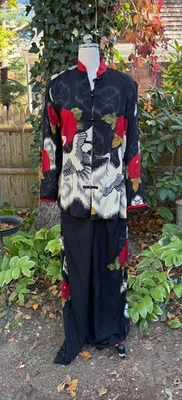 HARARI SILK vintage 2 piece loose cut, flowy dressy pant-set - never worn - sz M - Image 1 of 4