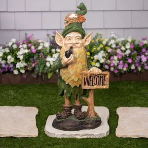 Northlight LED Solar Lighted Welcome Gnome Outdoor Garden Statue - 23.75" - Picture 1 of 10