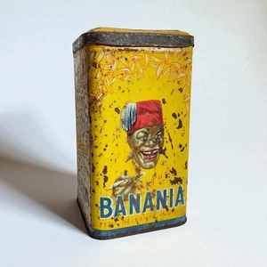 Vintage: ancienne jolie boite tôle publicitaire cacao BANANIA Y'A BON "Farine ” - Picture 1 of 17