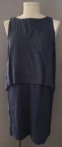 Vestido Pure Jill Jill Azul Lino Sin Mangas En Capas Talla M - Imagen 1 de 6