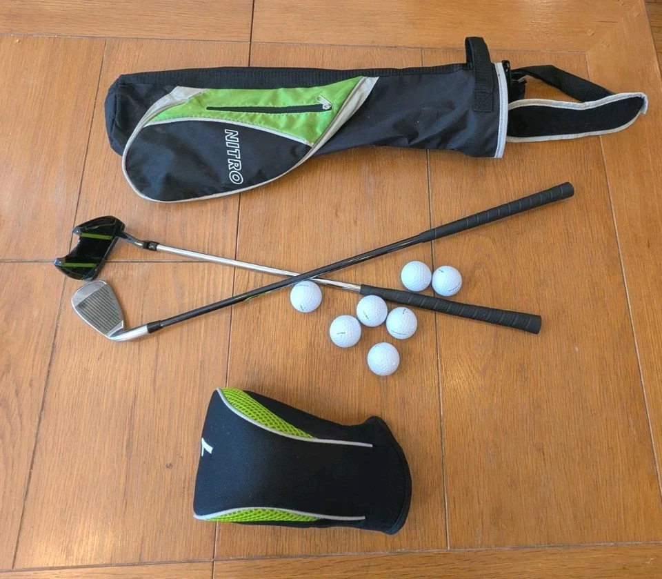 Сумка и клюшки для гольфа Nitro Crossfire JR FLEX, мячи и т. д. набор из 11 предметов бывшие в употреблении  - Изображение 1 из 4