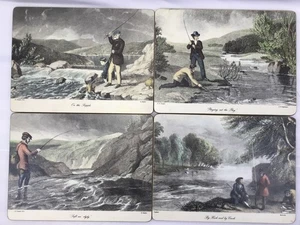 4 Lady Clare Made England Fly Fishing  Placemats Mats Hacker Engleheart Beckwith - Picture 1 of 6