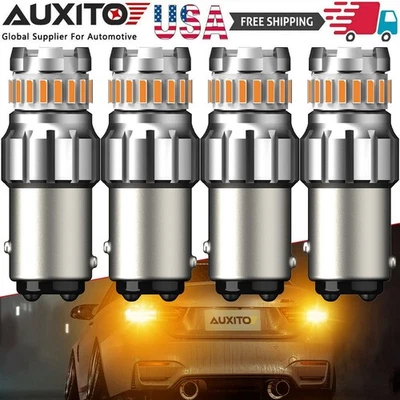 4pcs AUXITO 1157 Amber SMD LED Turn Signal Indicator Parking Light Bulbs CANBUS Foto 1 de 4