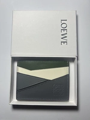 Authentic LOEWE Puzzle Edge Leather Tri-color Bifold Card Case Cardholder grey - Image 1 of 4
