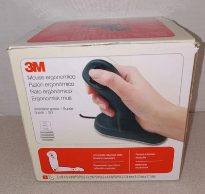 Ratón óptico ergonómico con cable 3M agarre vertical USB con caja EM500GPS Foto 1 de 4