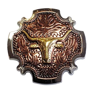 HS 1 1/2" Hilason Western Horse Concho Acabado 3 Tonos Cabeza de Dirección Marrón - Imagen 1 de 8