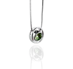 Collar solitario de peridoto flotante elementos de Swarovski enchapado en oro de 18 quilates - Imagen 1 de 5