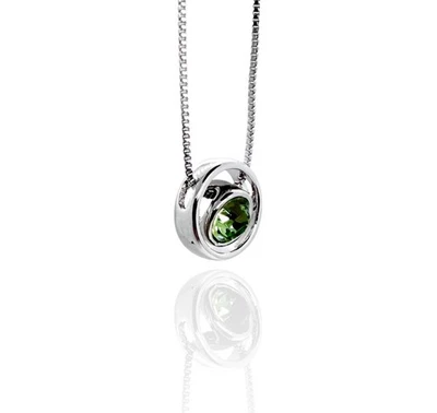 Плавающий перидот Solitaire Swarovski элементы кристалл ожерелье 18K золото покрытием - Изображение 1 из 4