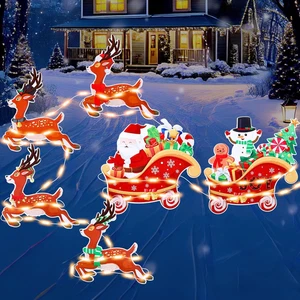 Große Weihnachts Zug Hof Schilder mit LED Beleuchtung - 6 Stück Außendeko - Bild 1 von 7