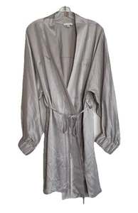 Lunya Washable 100% Silk Robe Kimono Silver Grey Style Size L/XL - Picture 1 of 9