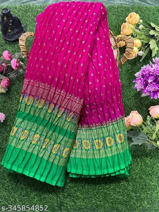 Women's Chiffon Printed Saree with Running Blouse Piece - Image 1 of 1