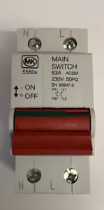 MK 5560s 63A Double Pole Main Switch Isolator 2 Module Switch Disconnector New - Picture 1 of 7