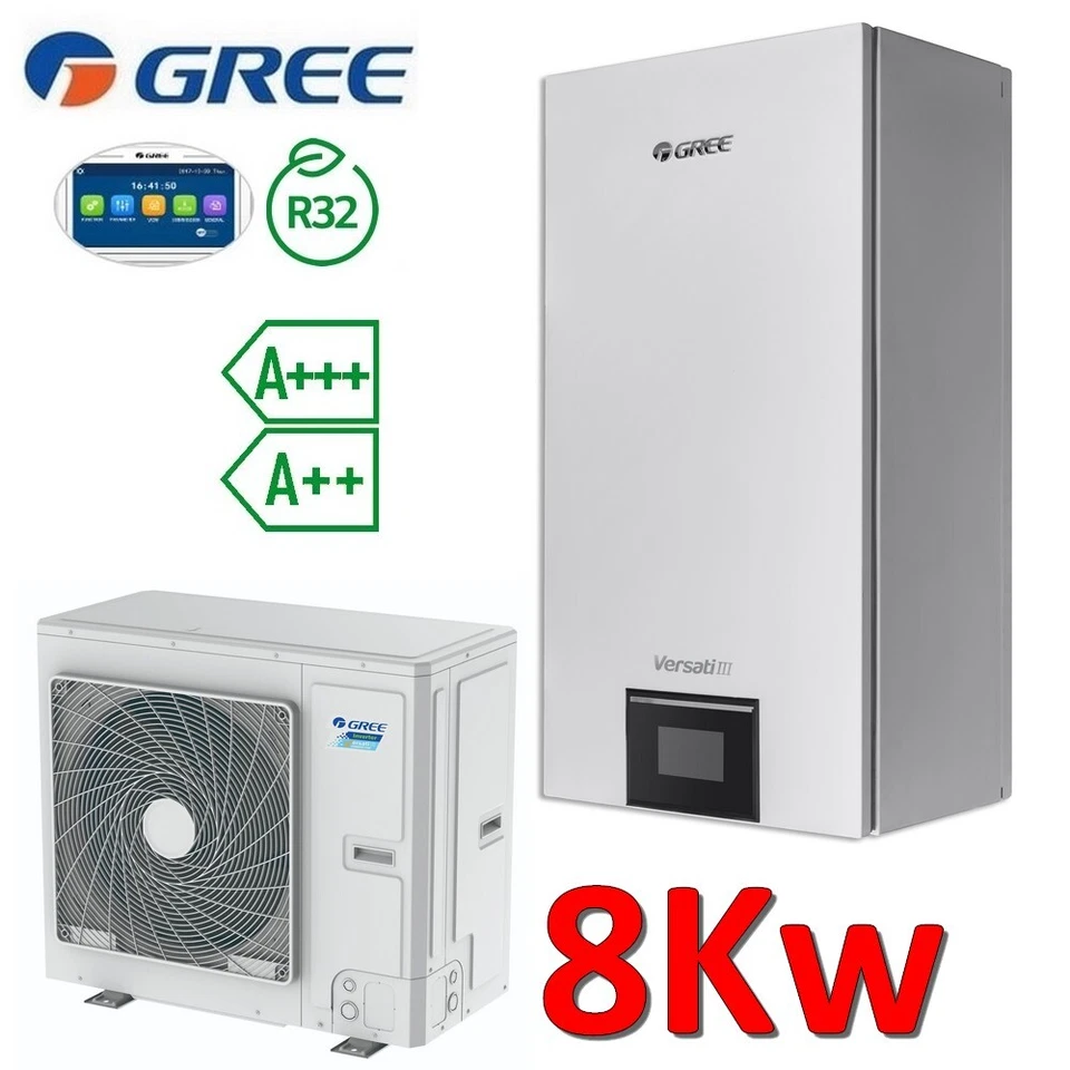 Pompe à chaleur air-eau Gree Versati III Split R32 8,0 kW 1 PH - Photo 1/1