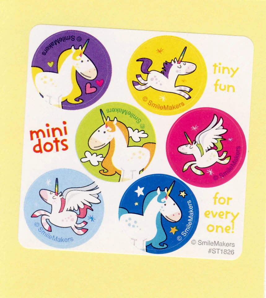 60 Unicorn Mini Dot Stickers - Party Favors - Rewards - Image 1 of 1