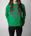 Zadig And Voltaire Smiley Letter Hanging Wool Green 100 Wool Womens Sweater