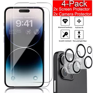 For iPhone 15 14 13 12 11 Pro Max Tempered Glass Screen Camera Protector - Picture 1 of 15