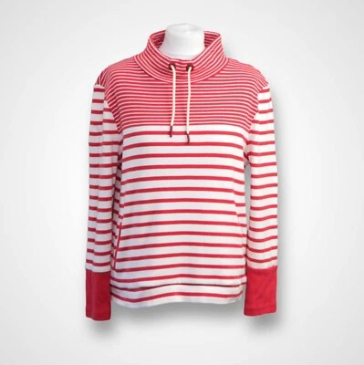 Barbour Rief Sweat Stripe Sweater Mock Neck UK 10 Red/White - Image 1 of 4