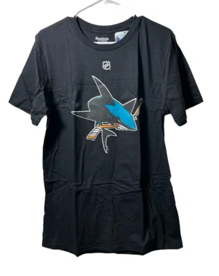 锐步男式 NHL San Jose Sharks Dick Thornton #19 S/Sleeve T 恤,黑色,中号 — 第 1/4 张图片