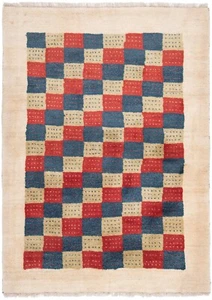 Gabbeh Tissé à la Main Tapis de Perse 147x106 cm-Nomadic, Orient, Tapis, , Beige - Picture 1 of 14