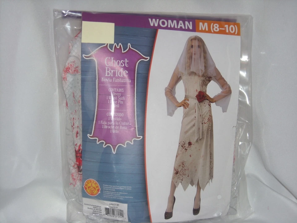 Mujer Fantasma Novia Vestido Halloween Disfraz Vestido Faja Velo Prendedor Talla M (8-10) Foto 1 de 3