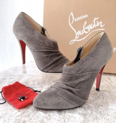 Auténticos Botines Christian Louboutin Para Mujer Talla 37 Euro Gris Gamuza Foto 1 de 4
