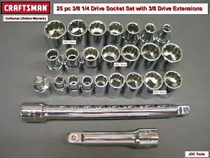 JUEGO DE ENCHUFES DE UNIDAD CRAFTSMAN 25 piezas 1/4"" 3/8"" 12pt 10 18 20 24 26 30 - Imagen 1 de 1