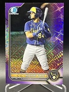 2022 Bowman Chrome Mega Hedbert Perez Purple Mojo /250 Milwaukee Brewers - Picture 1 of 2