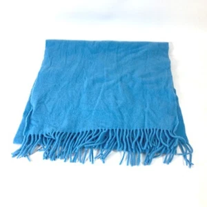 MONCLER down logo fringe Scarf wool blue - Picture 1 of 8