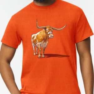 University of Texas Longhorns Bevo Unisex Softstyle T-Shirt - Picture 1 of 9