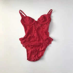 Vintage Victoria's Secret roter BodySuit Spitze Highcut Bustier Gold Label ~ Gr. 36c - Bild 1 von 14
