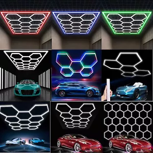 2025 Hexagon Garage Lights Customize 5-28Grid Led Hexagon Light for Car Shop Gym - Picture 1 of 39